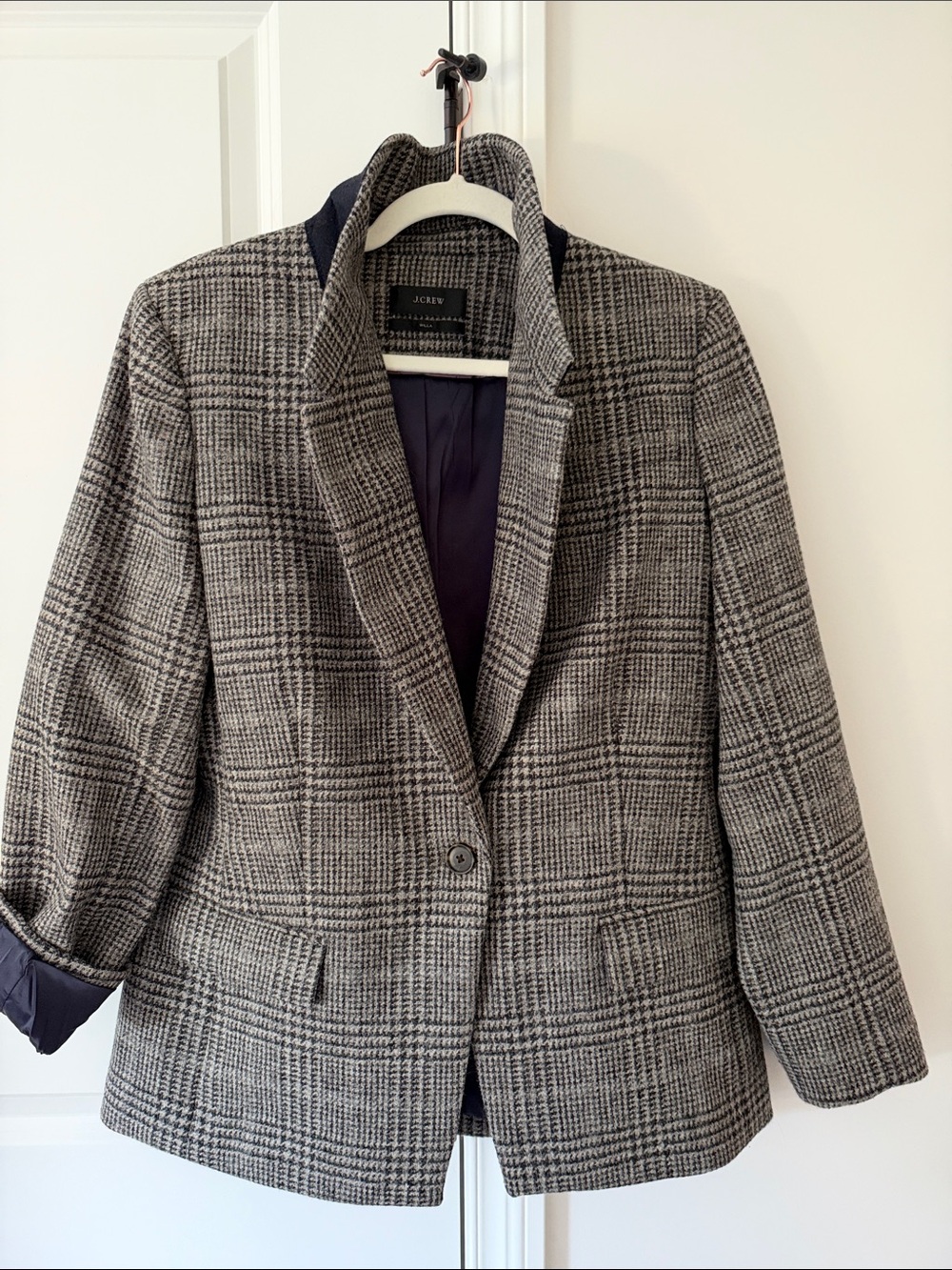 J. Crew Women's Glen Plaid Single-Button Blazer in Gray